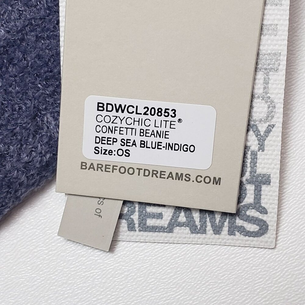 Barefoot Dreams CozyChic Lite Confetti Beanie Scarf Set OS Deep Sea Blue Indigo - Picture 3 of 16